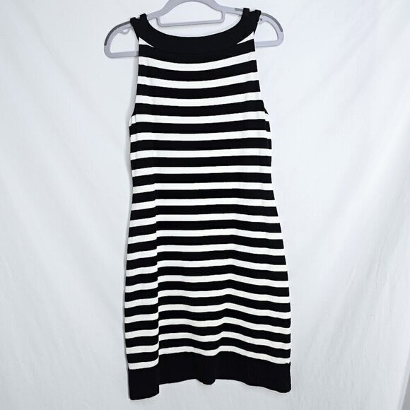 WHITE HOUSE BLACK MARKET Dress BLACK & WHITE STRIPE w Silver Gem size S 4-6 Chic - Picture 6 of 6
